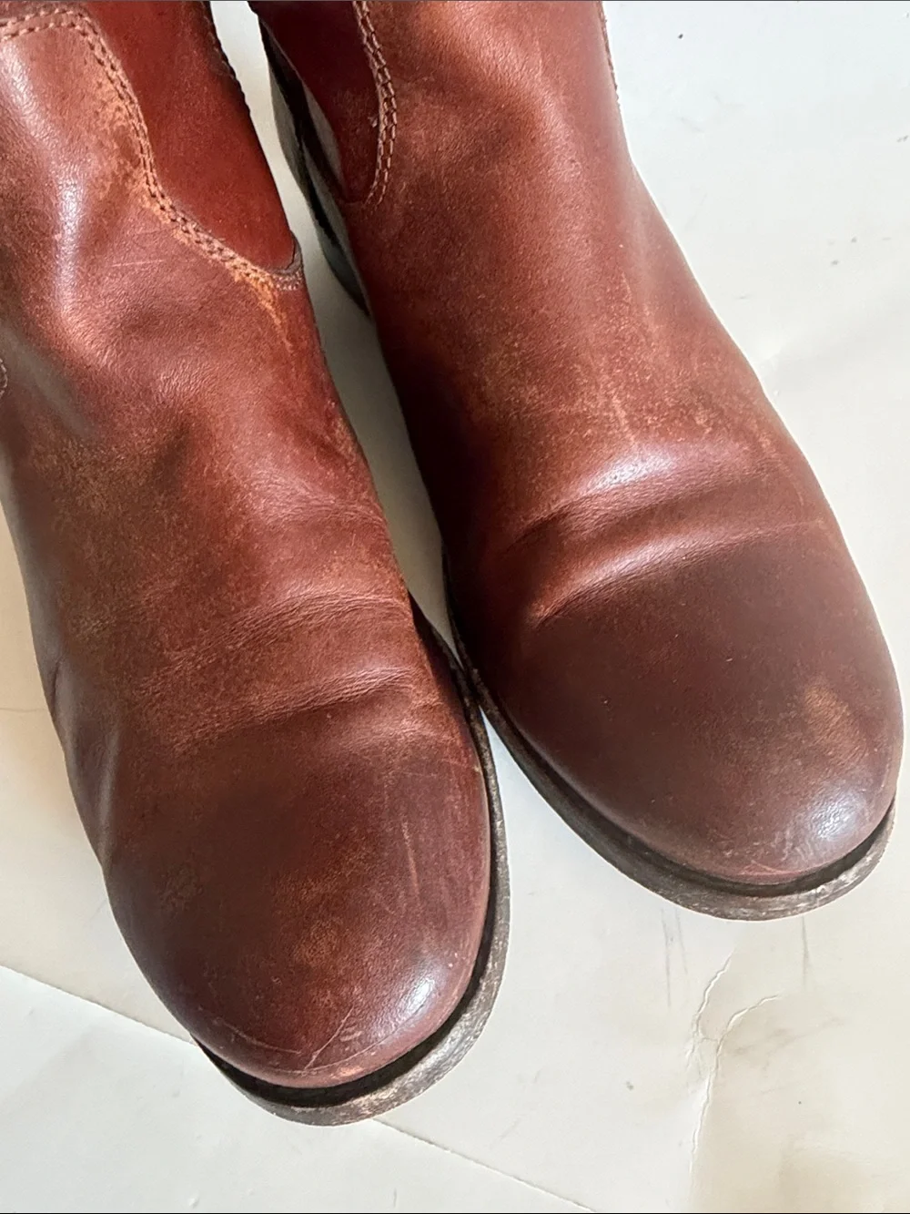 Frye Melissa Button Pull-on Brown Leather Tall Riding Cowboy Boots size 7.5 B - Picture 3 of 15